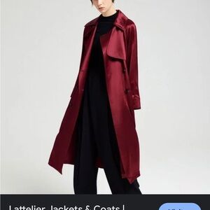 Gorgeous dark red satin trench